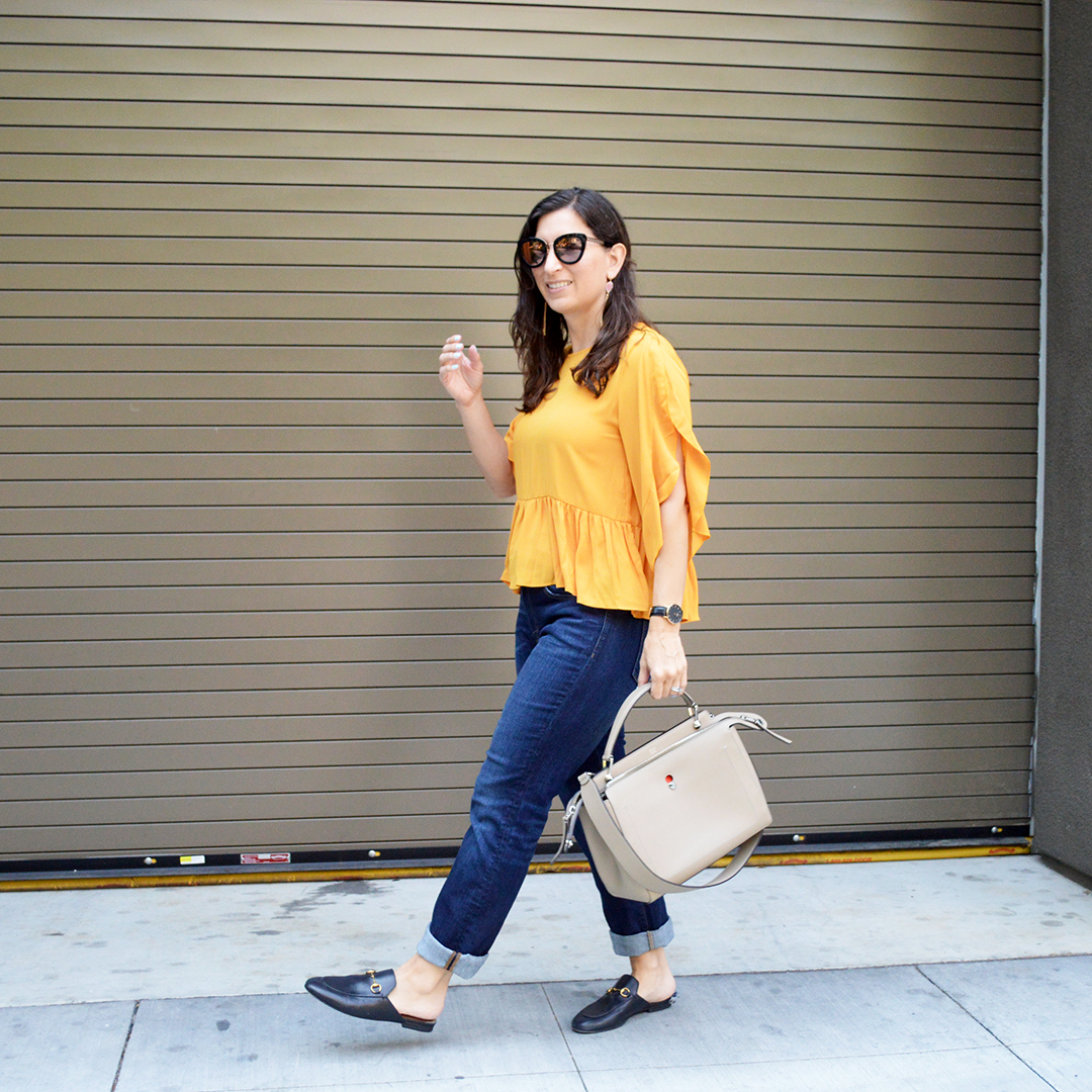mustard peplum top