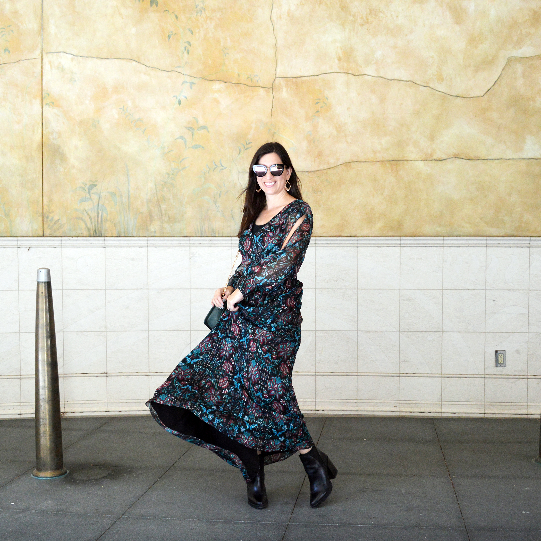fall floral maxi dress