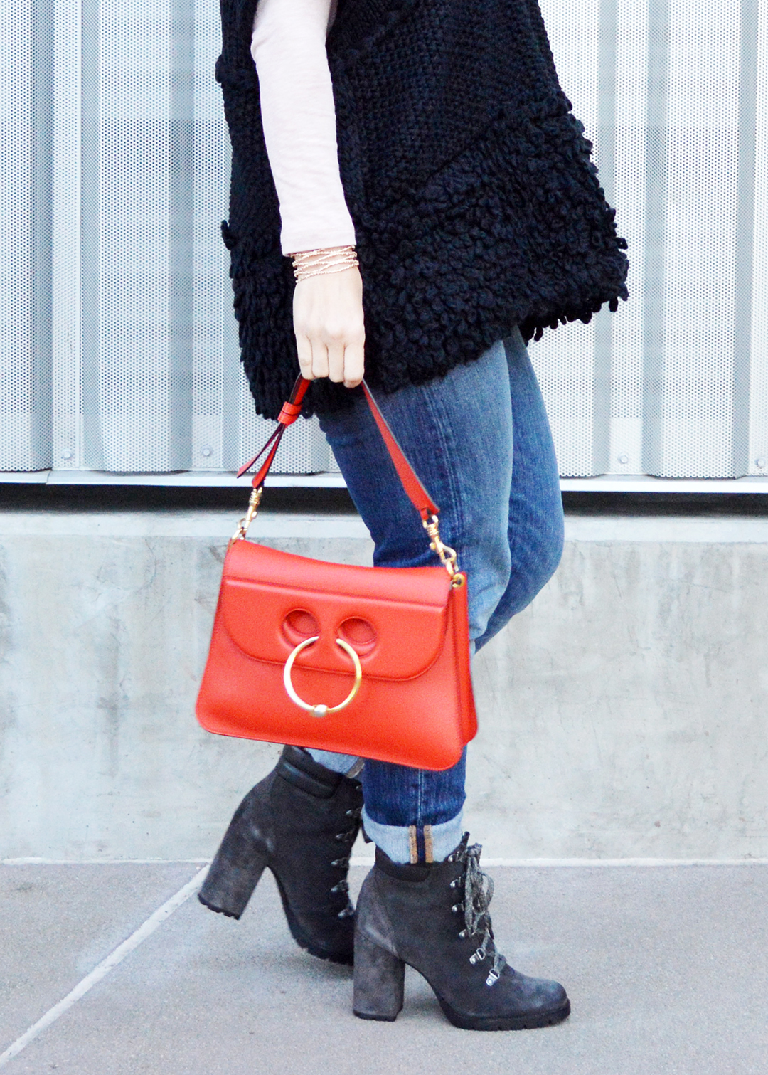 jw anderson bag combat boots