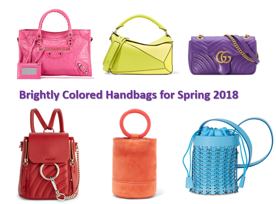spring 2018 handbag trends bright color handbags