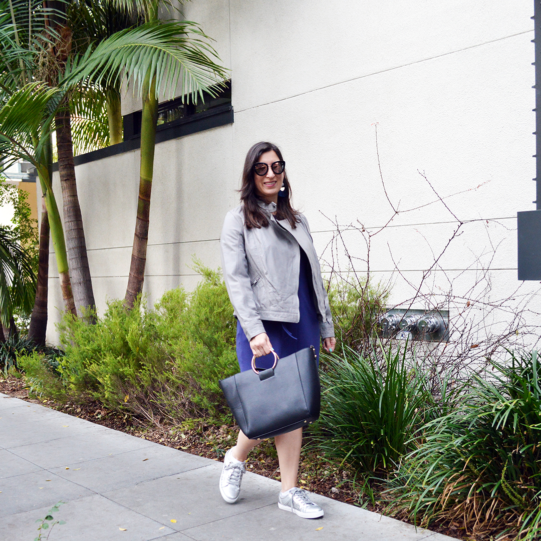 how to wear a dress with sneakers