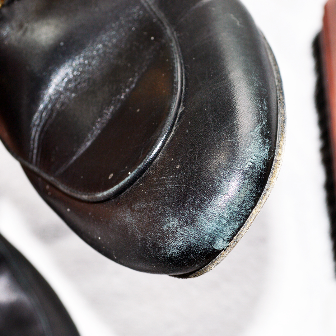 scuffed shoe needs to be polished