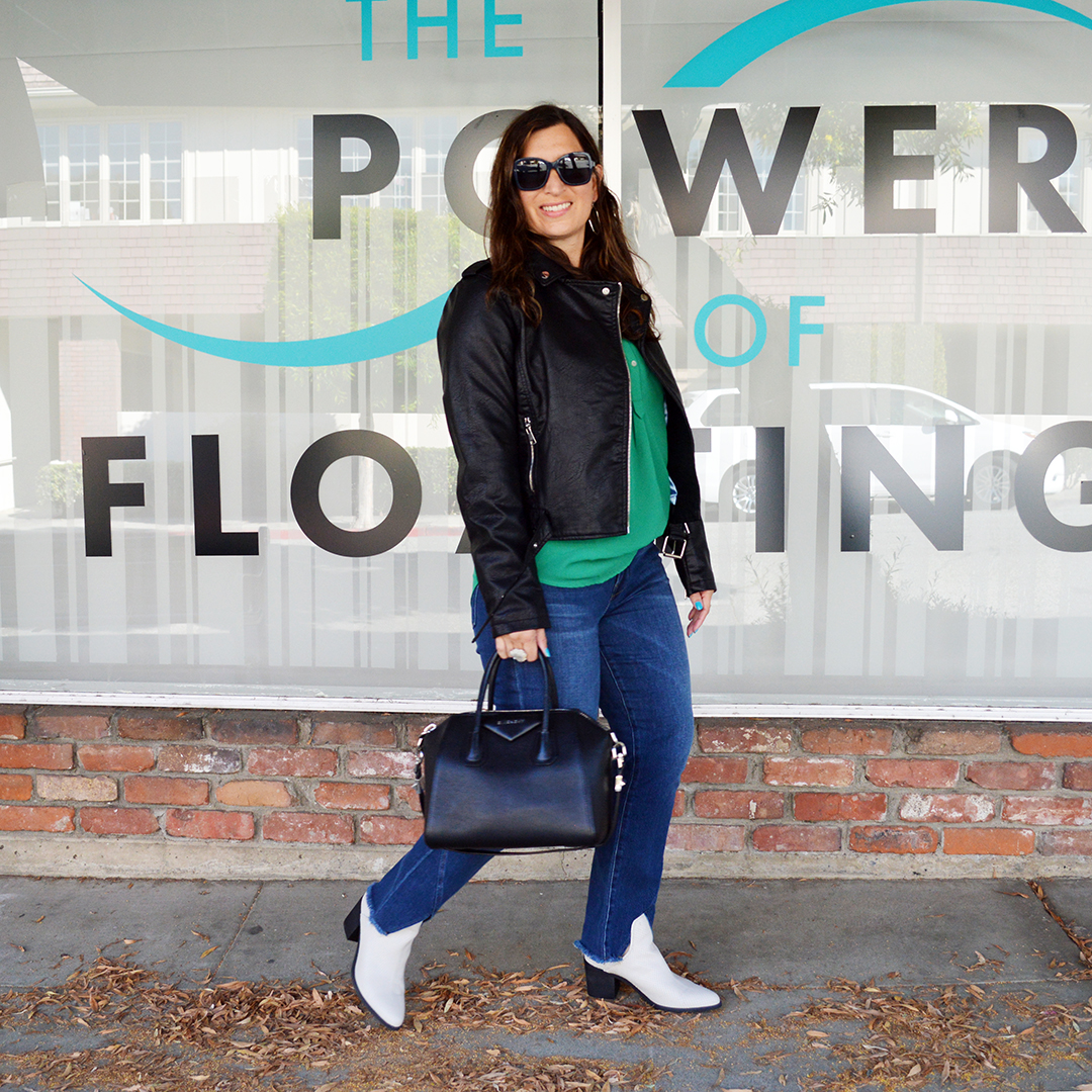 fall 2018 outfit ideas moto jacket jeans