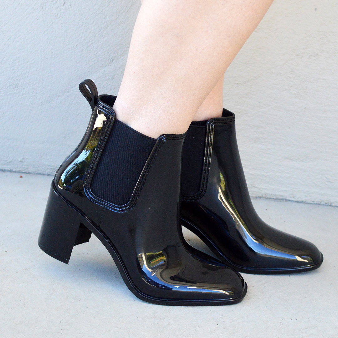 high heel rain boots