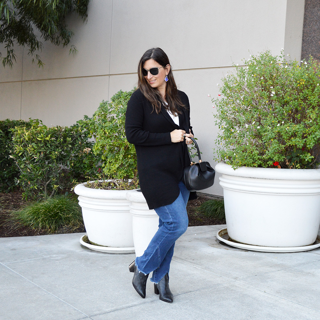 affordable black cardigan and jeans for fall