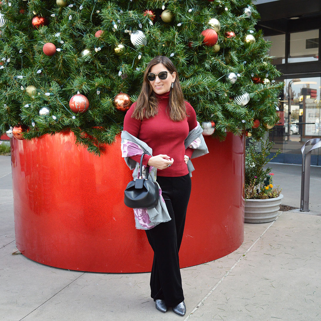 chicos turtleneck and velvet pants