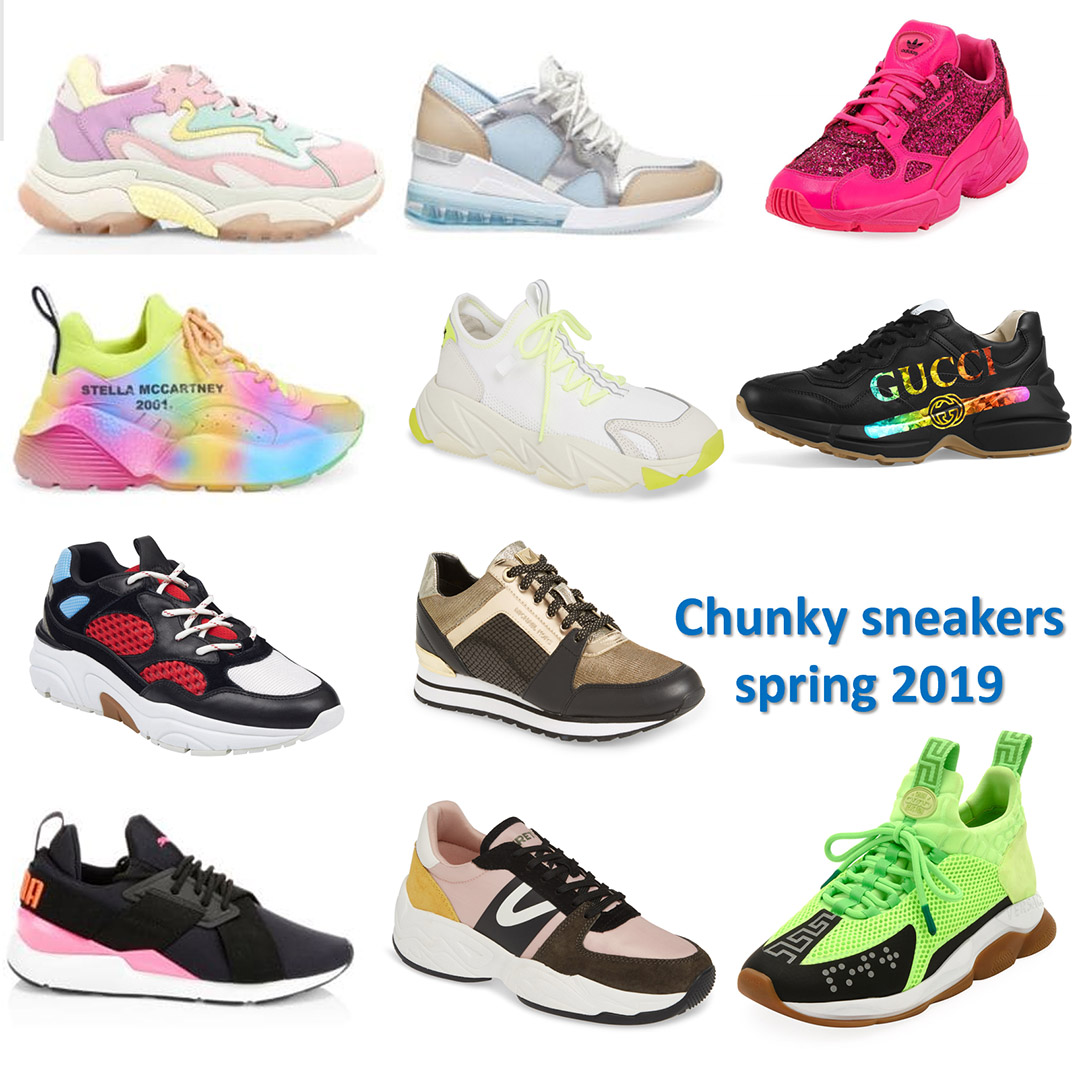 spring 2019 shoe trends chunky sneakers street style