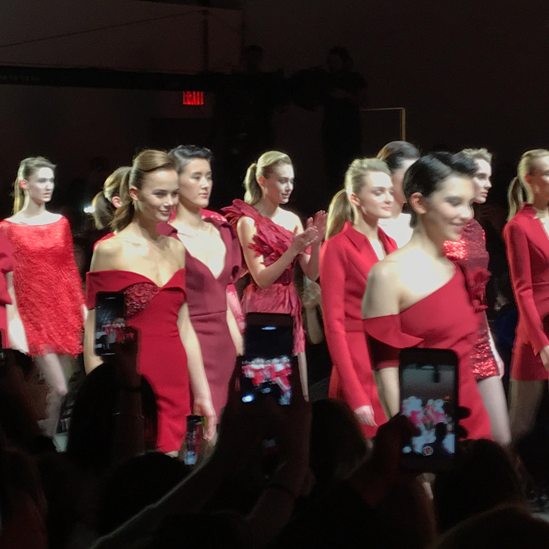 red dress badgley mischka final walk nyfw fw19