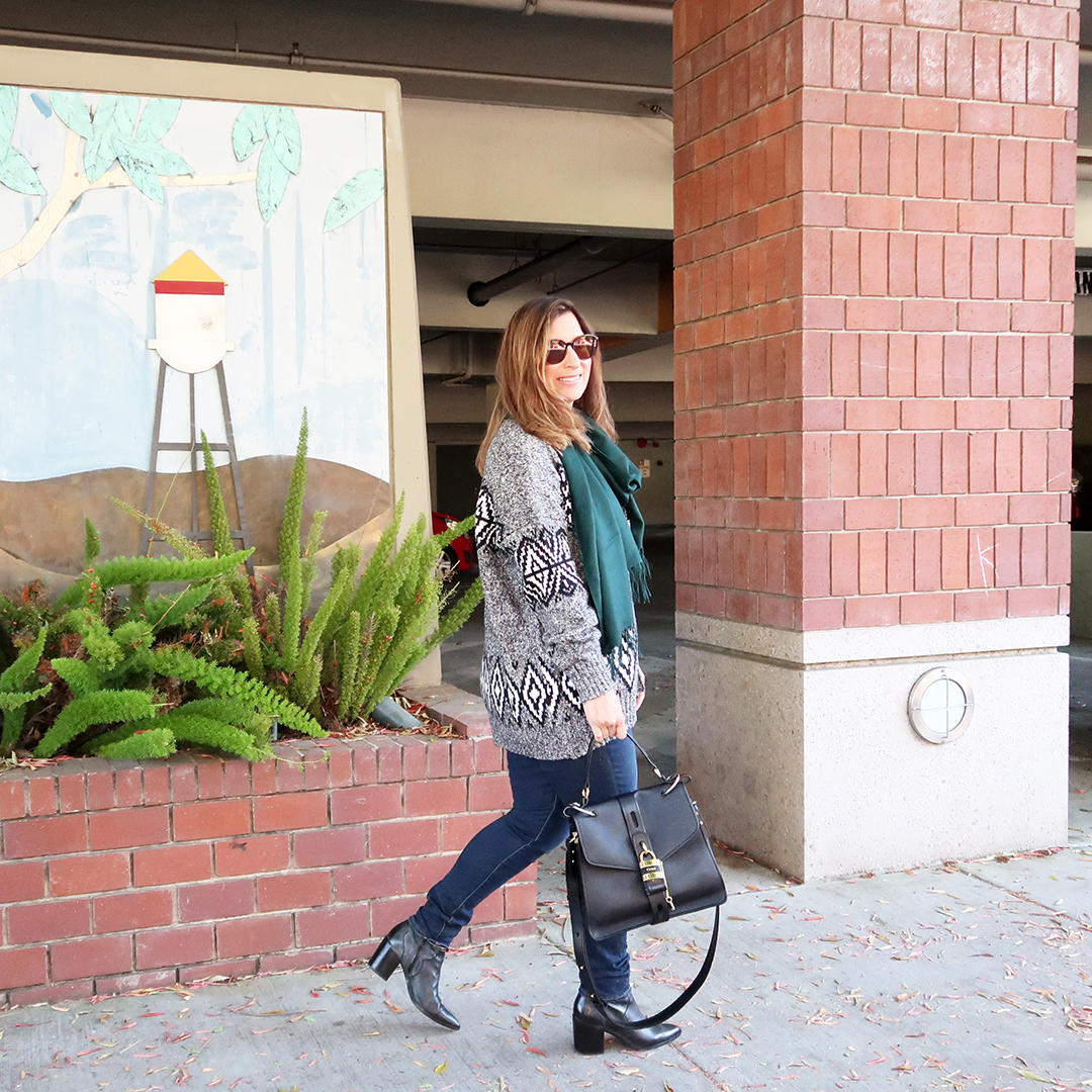 fair isle cardigan sweater outfit ideas