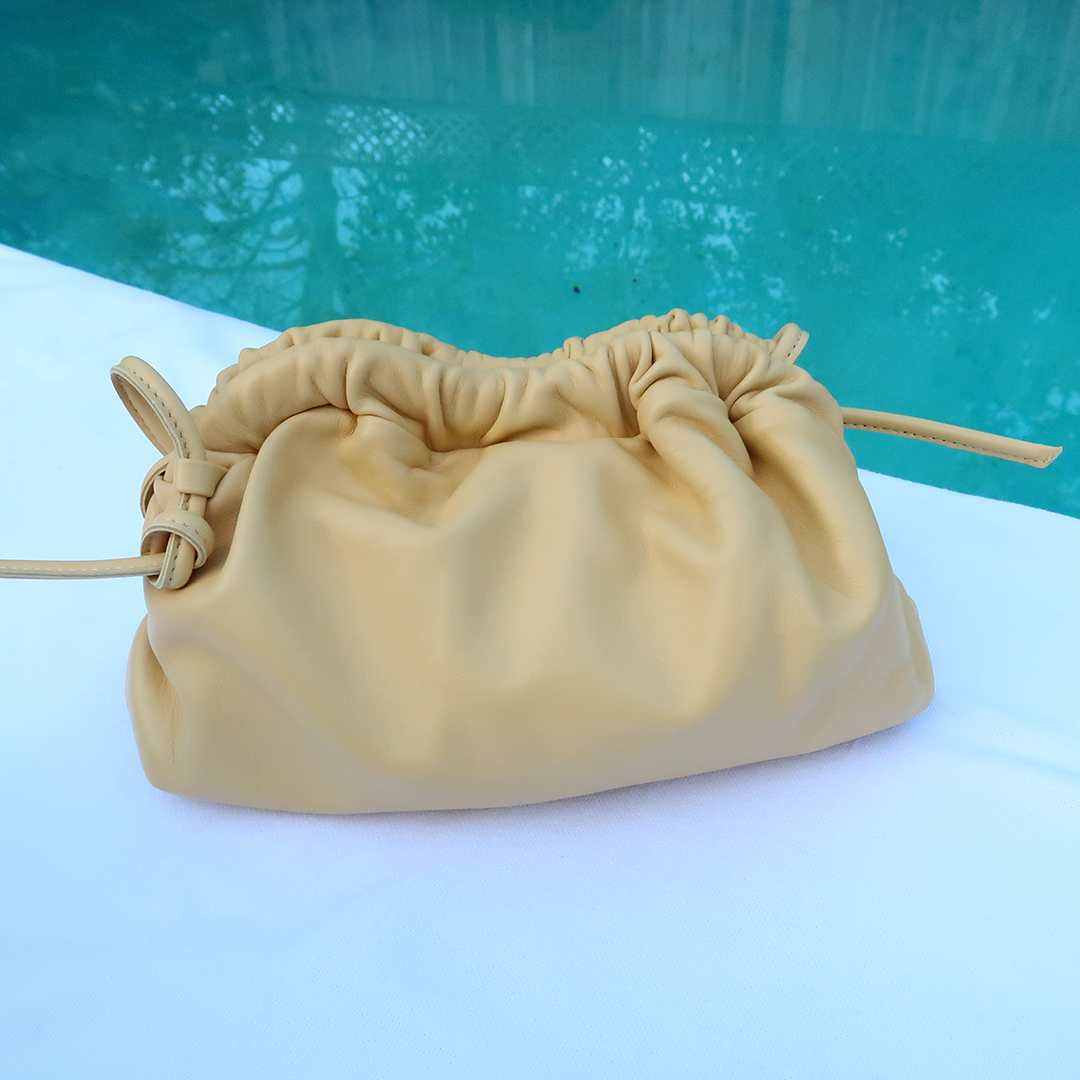 mansur gavriel mini cloud clutch yellow spiga