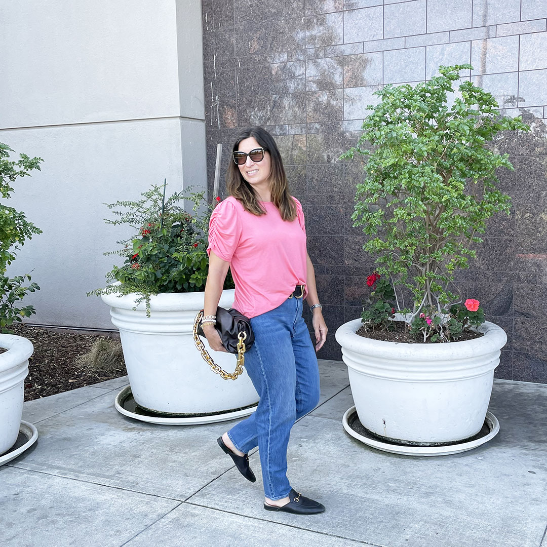 how to style puff sleeves casual street style puff sleeves chain pouch outfit ideas