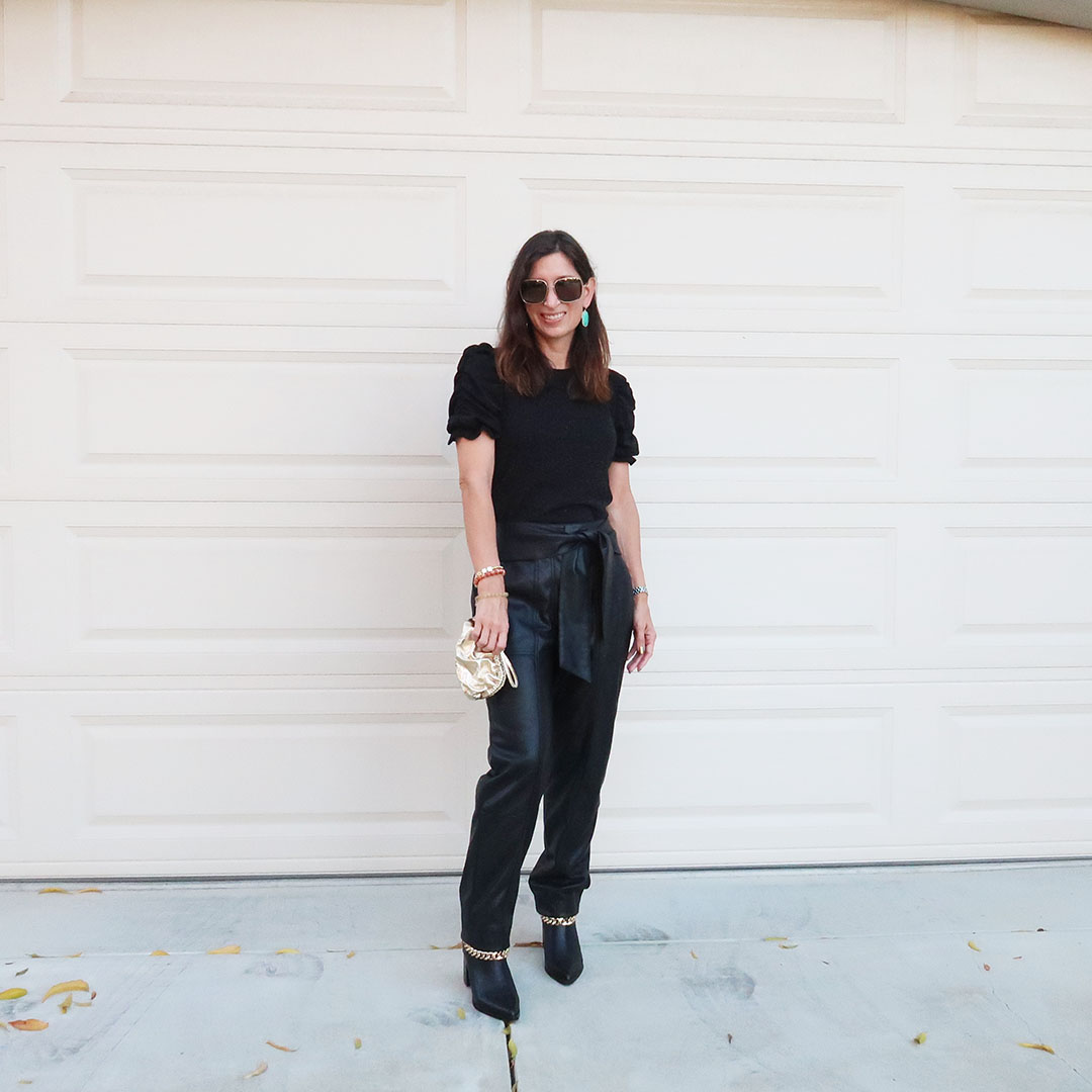 how to style faux leather pants