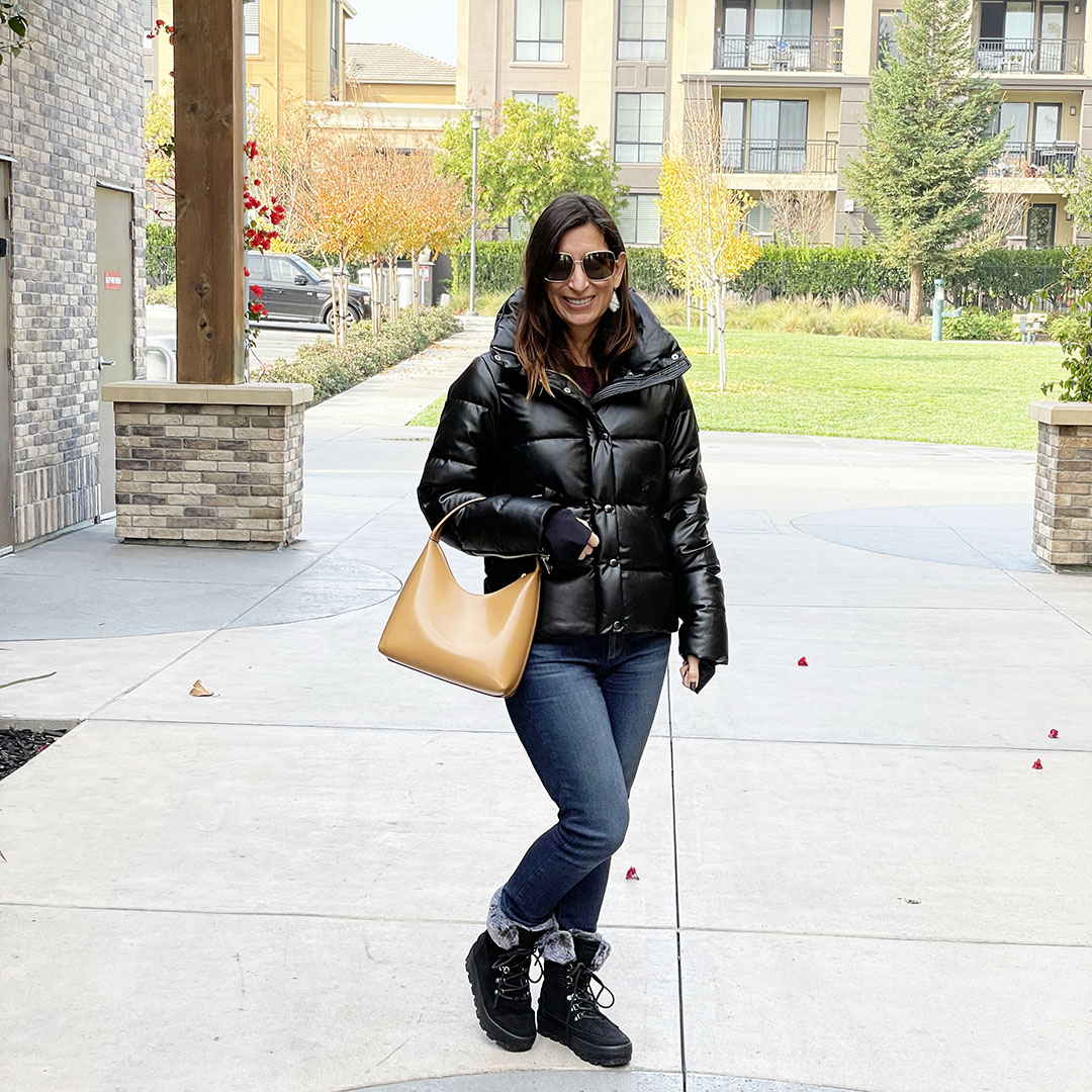 vegan leather puffer coat jacket puffy down