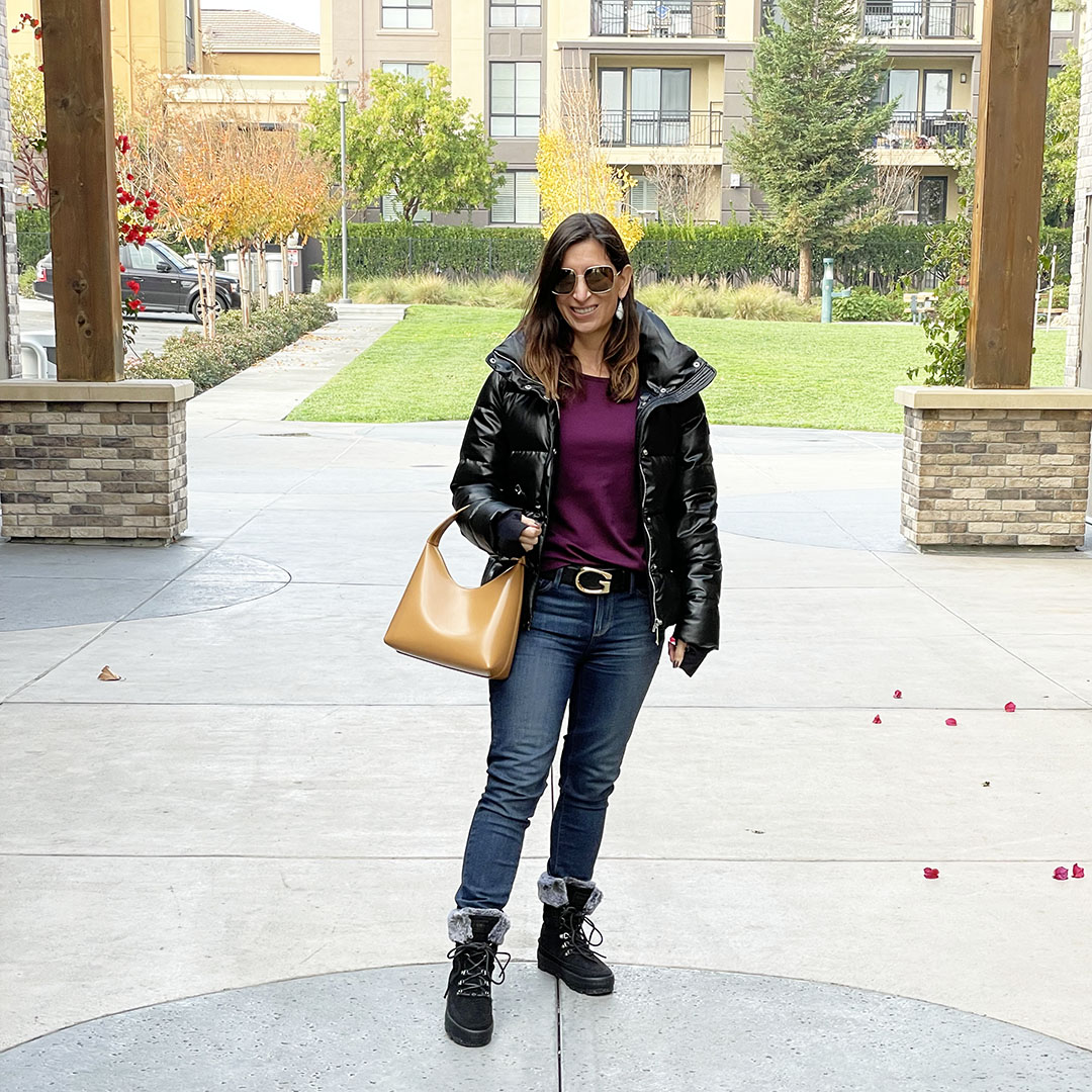 vegan leather puffer coat jacket