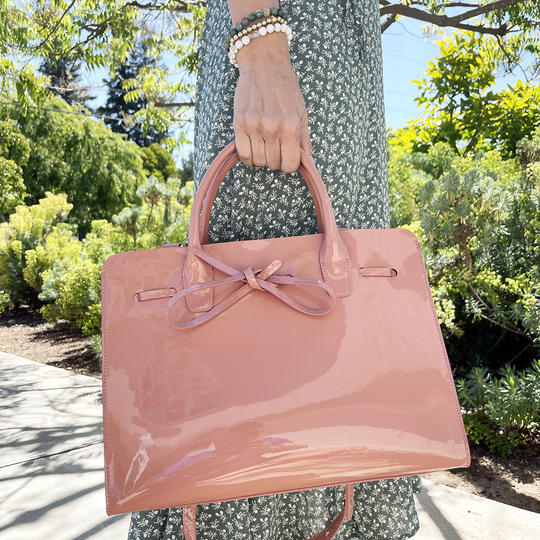 mansur gavriel sun tote pink patent leather