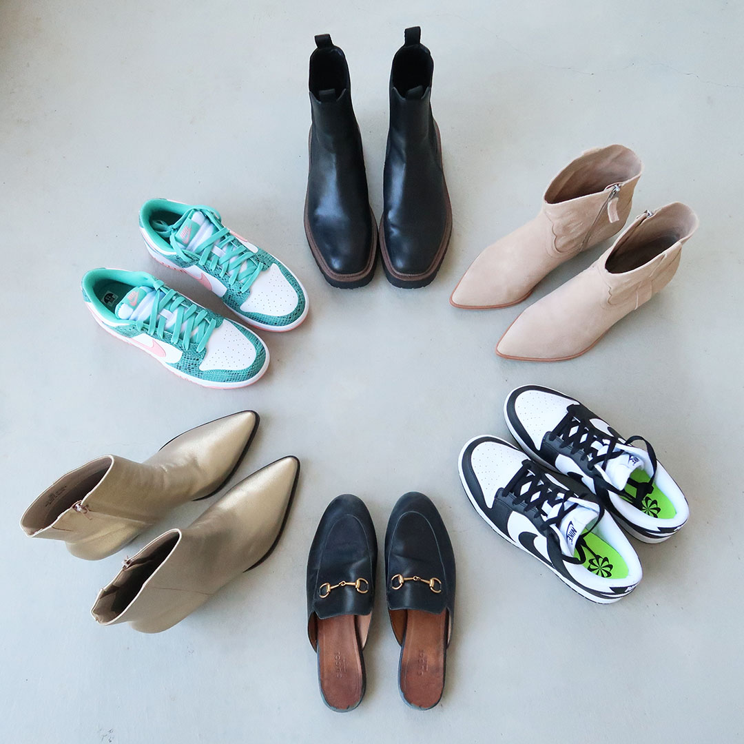 shoe capsule wardrobe fall 2022 sneakers boots loafers