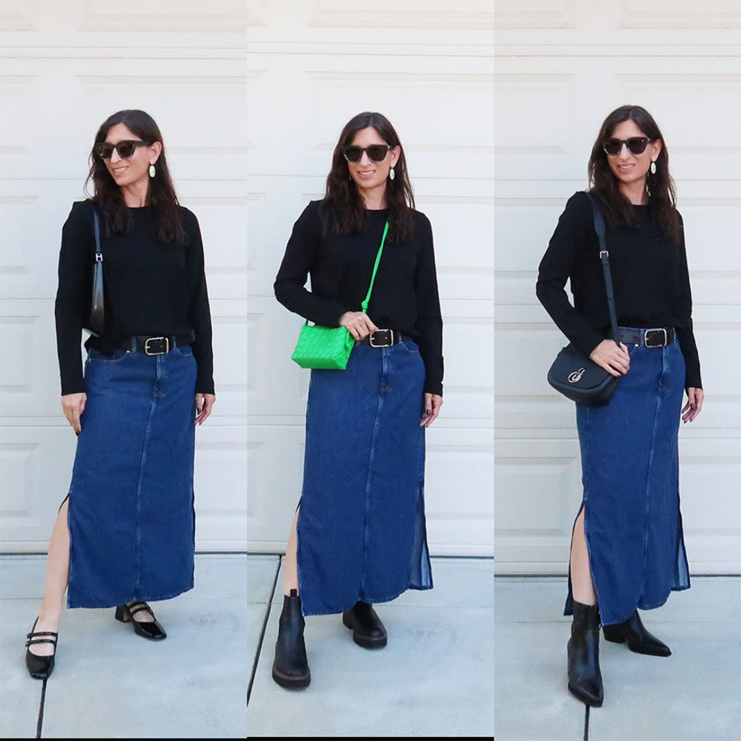 denim pencil skirt outfit ideas fall 2023