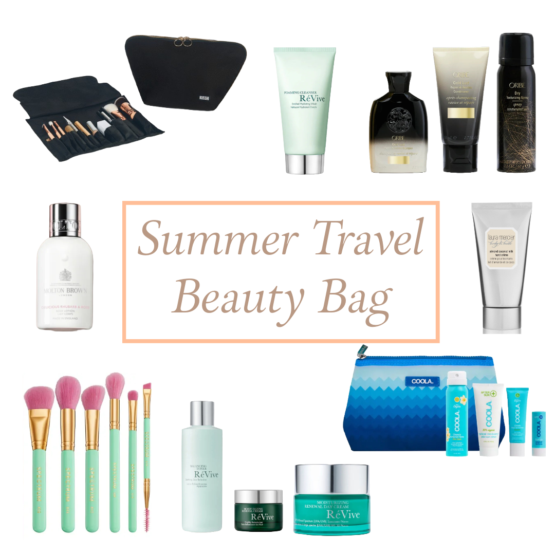 summer travel beauty bag skin care kit tsa approved