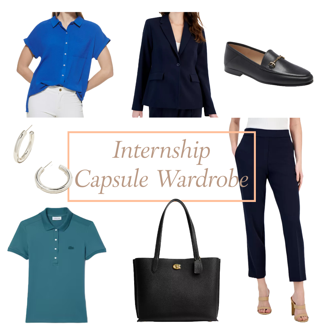 what to wear to a summer internship
summer internship capsule wardrobe