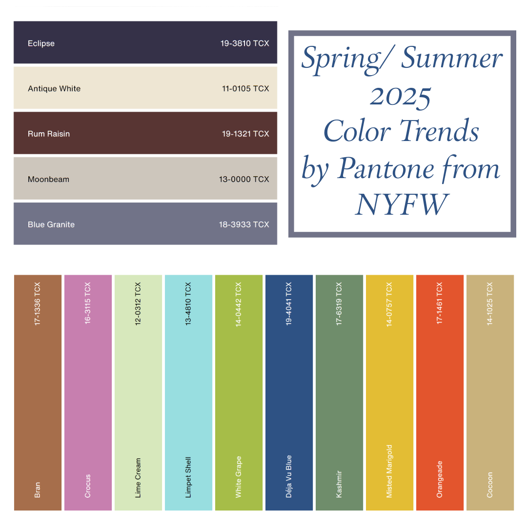 spring summer 2025 color trends from Pantone at NYFW new york fashion week