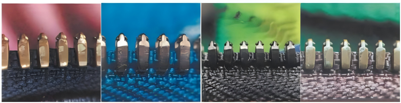 Spotting Fake Designer Bags-Close - up of Lampo brand zippers zipper teeth, highlighting their texture and craftsmanship.