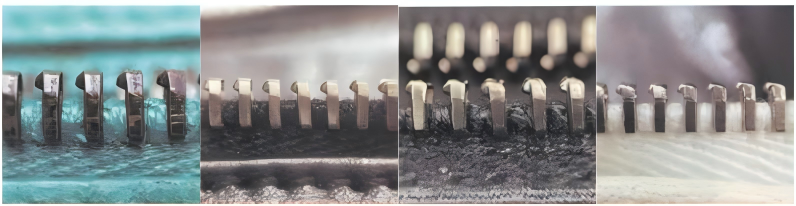 Spotting Fake Designer Bags-Close - up of YKK brand zippers zipper teeth, highlighting their texture and craftsmanship.