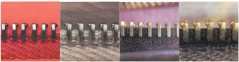 Spotting Fake Designer Bags-Close - up of riri brand zippers zipper teeth, highlighting their texture and craftsmanship.