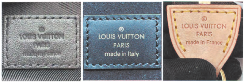 Spotting Fake Designer Bags-Leather labels of fake bags from LV bags.