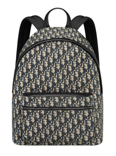 A Dior backpack with the distinctive Oblique canvas pattern, combining fashion and functionality for everyday carry.