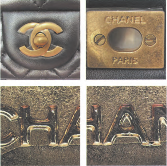  Replica Sunglasses Chanel mini bag hardware close-up showing correct vintage antiqued gold tone.