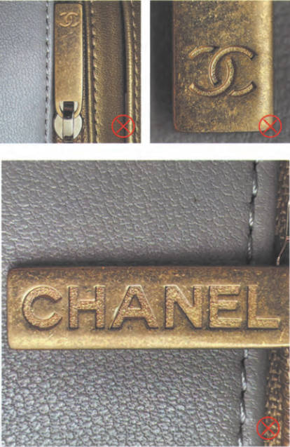 AAA Chanel replica bags authentication guide showing incorrect rounded screws on a fake turn-lock.