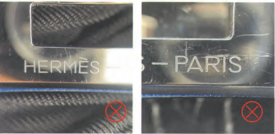 Hermes Birkin bag replica-Fake engraving: misaligned, shallow, uneven font