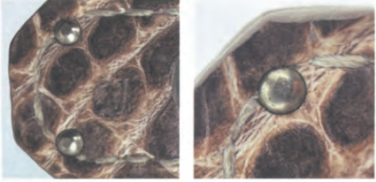 Genuine Birkin rivets: symmetrical, firmly set