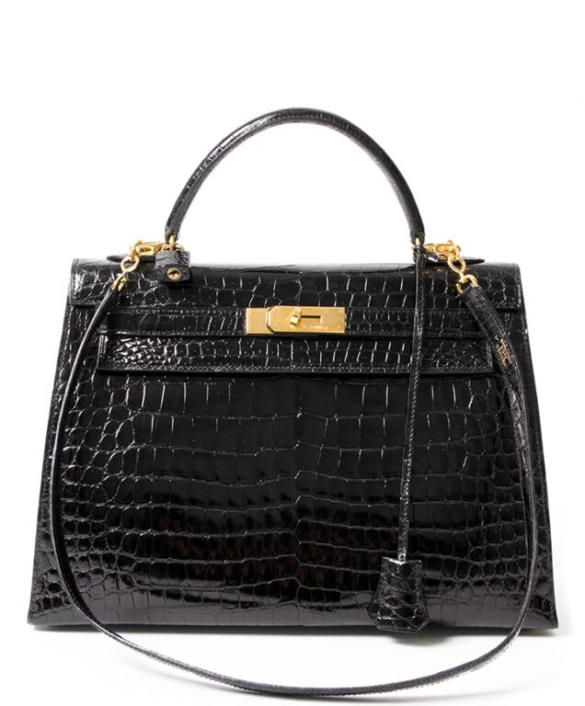 Hermès Kelly Bag - Black Crocodile Pattern with Gold Hardware, Top-handle Design for Luxury Daily Use