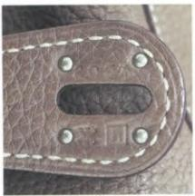 Hermès internal stamp – small but significant detail for luxury bag verification.