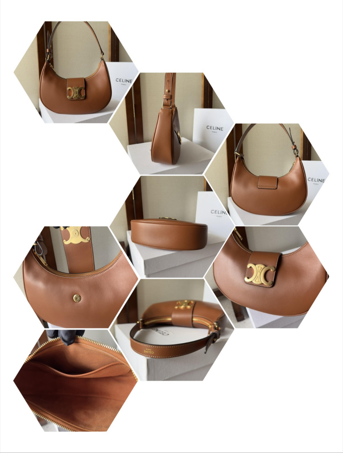 Tan leather AAA Celine replica bag Ava style displaying premium stitching, interior lining, and correct strap adjustability.