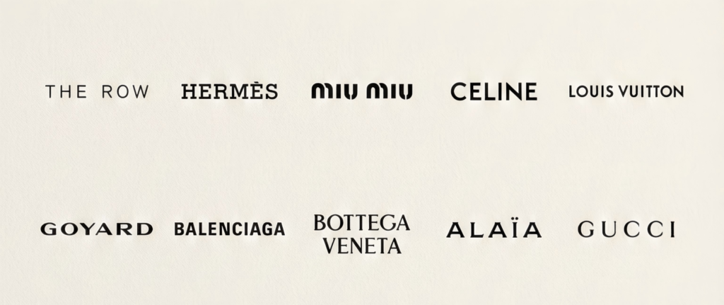 List of the top 10 most popular replica bag brands in 2026 featuring Hermès, The Row, Miu Miu, and Louis Vuitton logos.