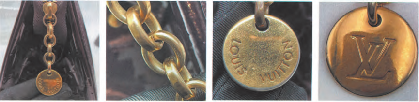  Replica Sunglasses small wallet, Neverfull, and clutch zipper chains and circular pull tabs for real vs fake LV bag hardware comparison.