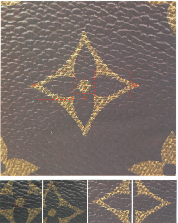  Replica Sunglasses Louis Vuitton Monogram Canvas diamond (star) pattern detail showing precise dot alignment for real vs fake LV bag verification.