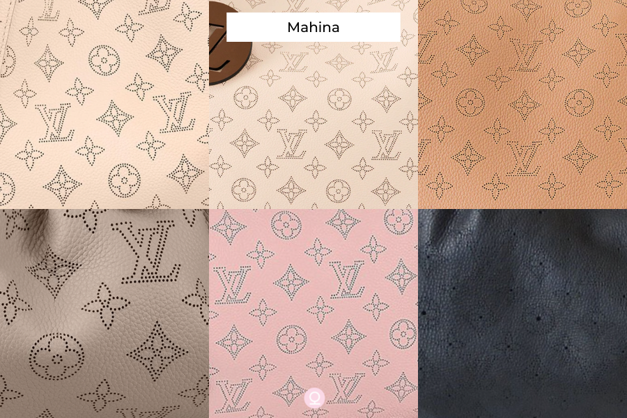 Louis Vuitton Mahina leather with laser-perforated monogram pattern
