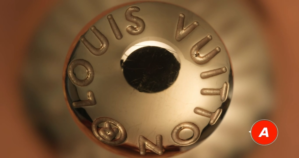 Macro comparison of Tier A and B replica hardware showing standard internal hex screws with concentric circle marks and incorrectly placed gear teeth on the rivet rather than the base, marked with a red X for structural failure.